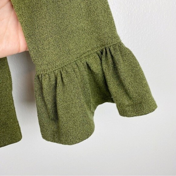 J. Crew Sparkle Metallic Ruffle Bell Sleeves Top Green Size S - Picture 4 of 8